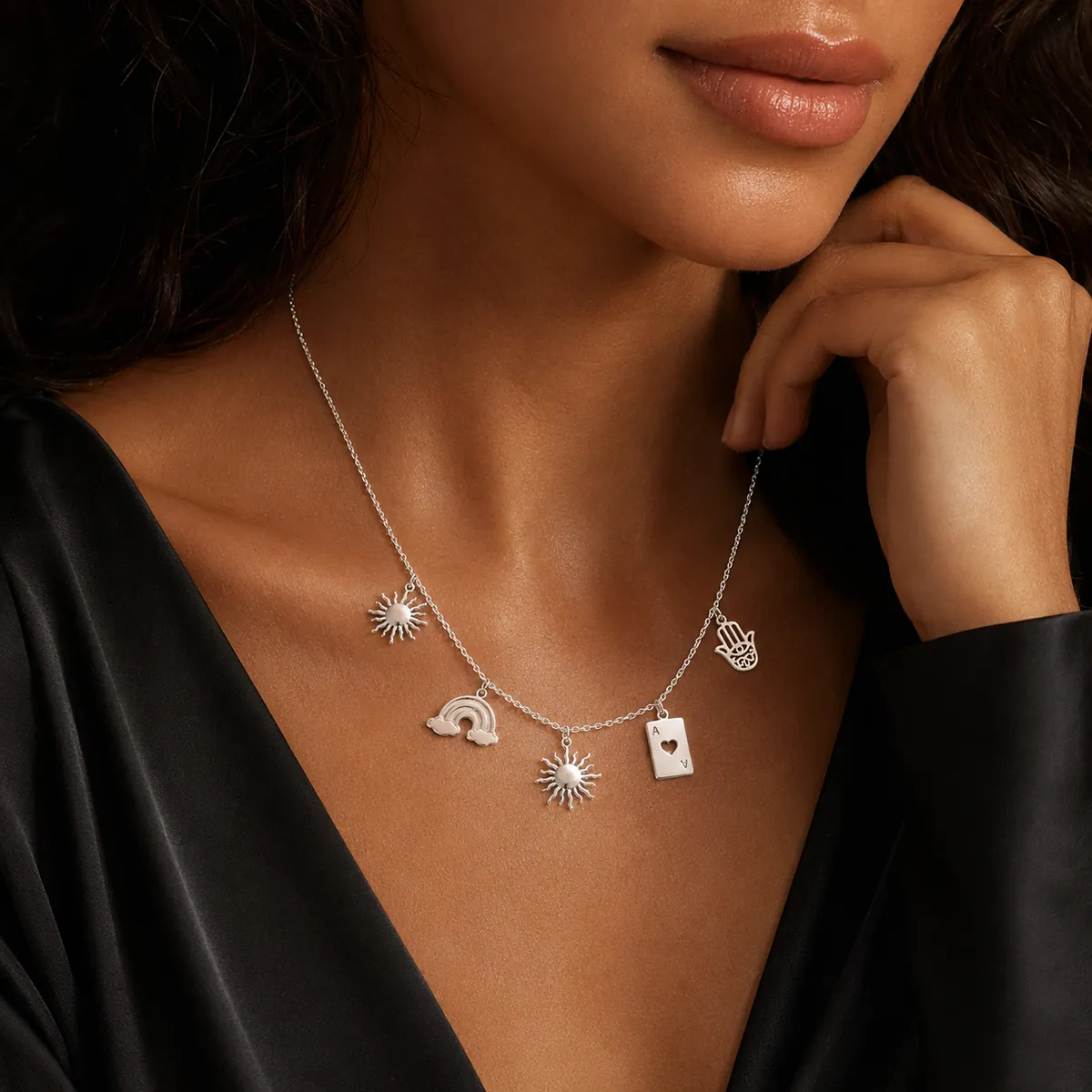 Sylvara sterling silver charm necklace